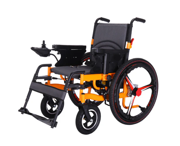 Electric Wheelchair Folding Long Range Lithium Power Motorised Foldable Yellow