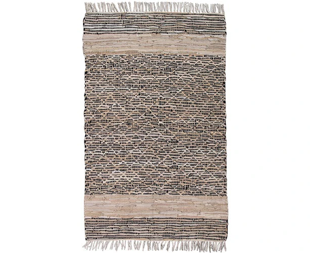 French Country Floor Mat Rectangle Woven Yarra Leather 90x60cm