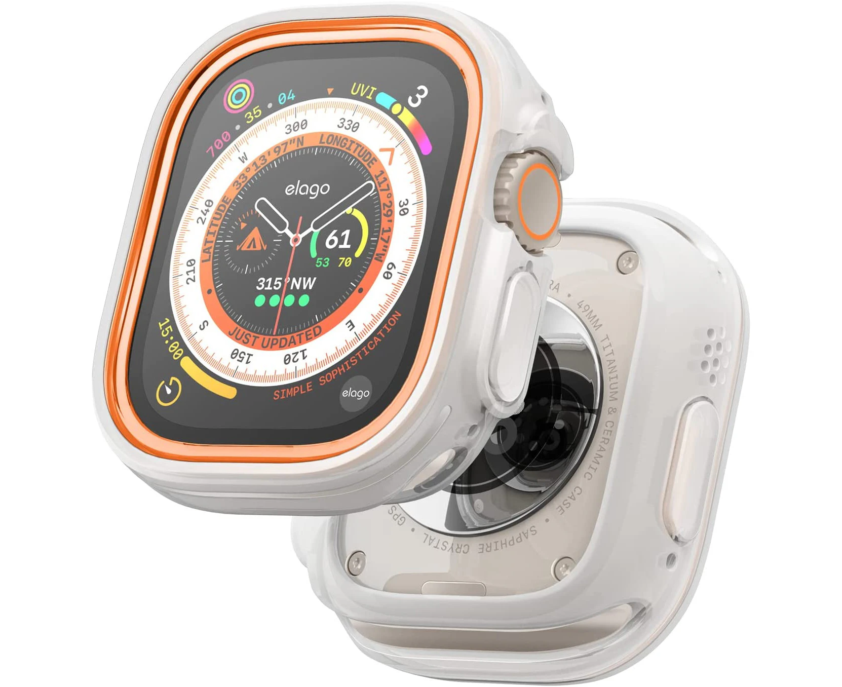 elago Duo Case Compatible with Apple Watch Ultra 2 & 1, Full Protection (Hard PC + TPU Material), Full Access to Screen, Two PCs Included. Strap not Includ