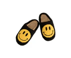 Retro Smiling Face Soft Plush Comfy Warm Slip-on Slippers For Couples Winter Warm Indoor Supply - Black