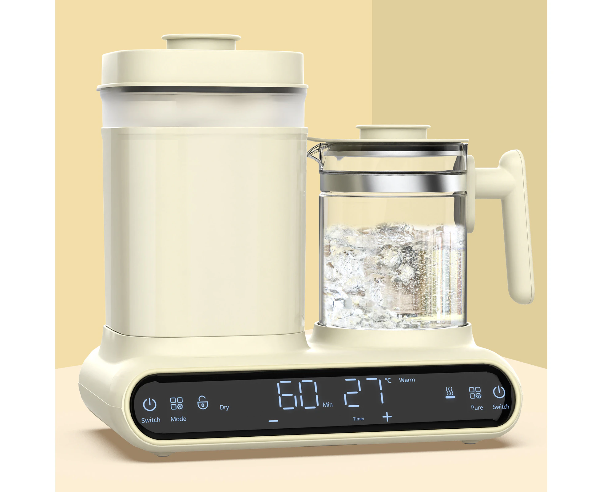 YOPOWER Baby Bottle Warmer Multifunctional Bottle Sterilizer with 1.2L Electric Formula Kettle