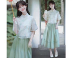 Chinese Style Girl Two-Piece Set New Retro Printed Improved Cheongsam