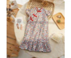 Girls Cheongsam Skirt Floral Dress Traditional Chinese Style Summer Outfit