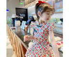 Girls Cheongsam Skirt Floral Dress Traditional Chinese Style Summer Outfit