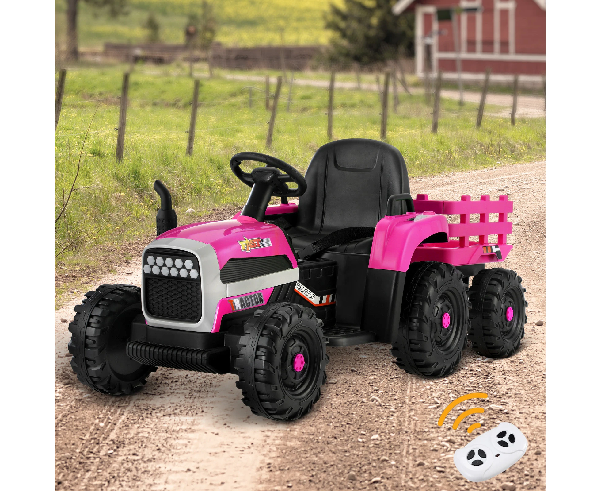 Mazam Kids Ride On Car Tractor 12V Electric Battery Toy Remote Control Cars Pink