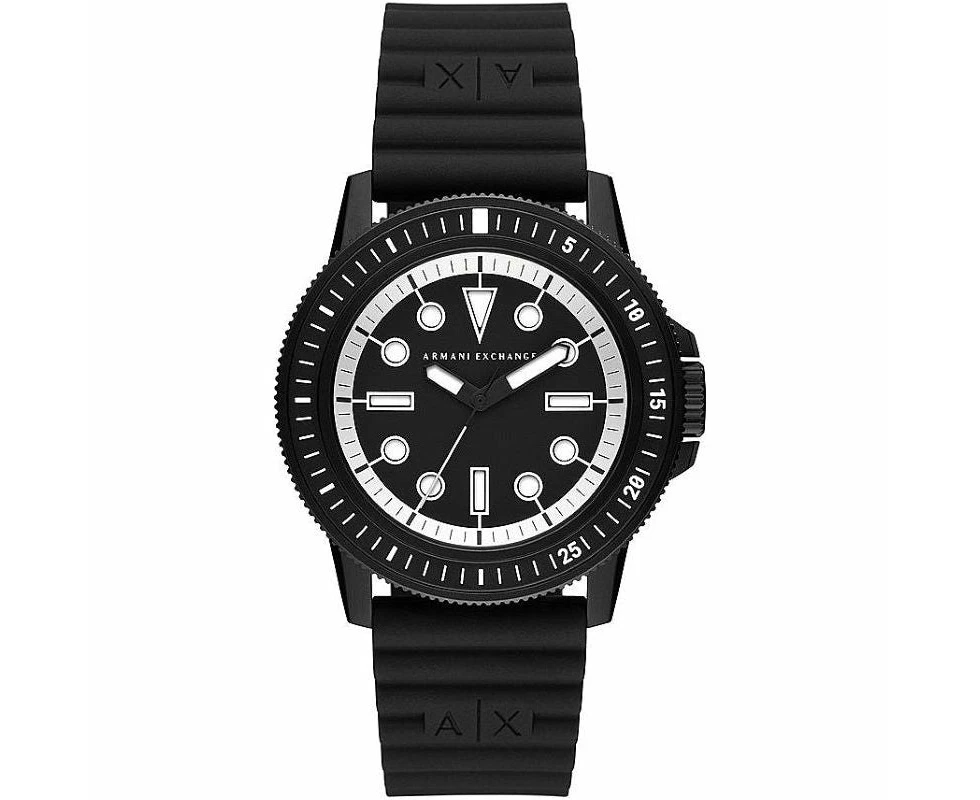 Armani Exchange Silicone Strap Quartz Gent's Wristwatch Mod. Leonardo Ax2101 Stainless Steel