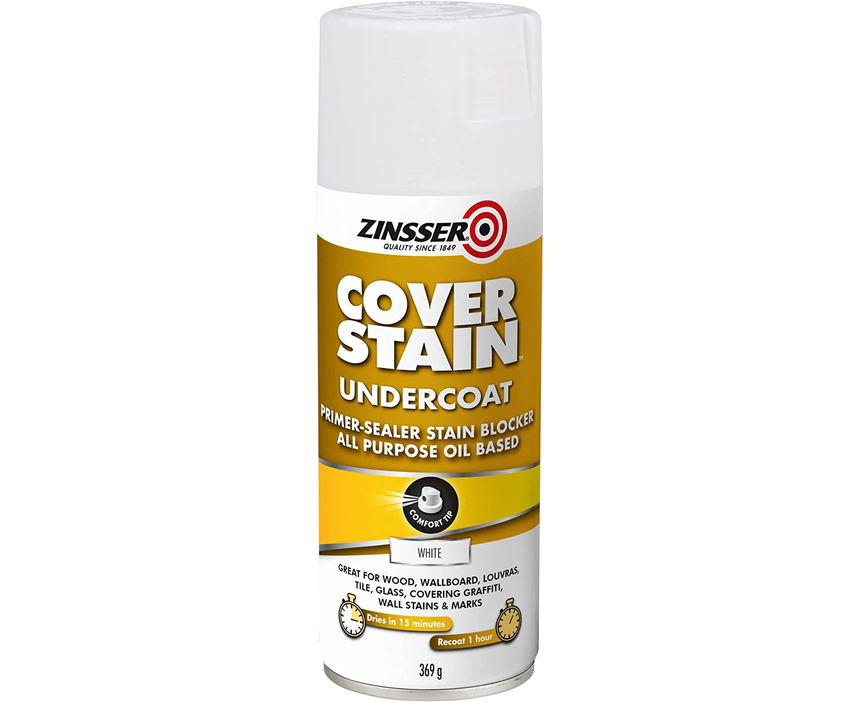 Zinsser Cover-Stain Oil-Base Primer Spray, White, 369 g