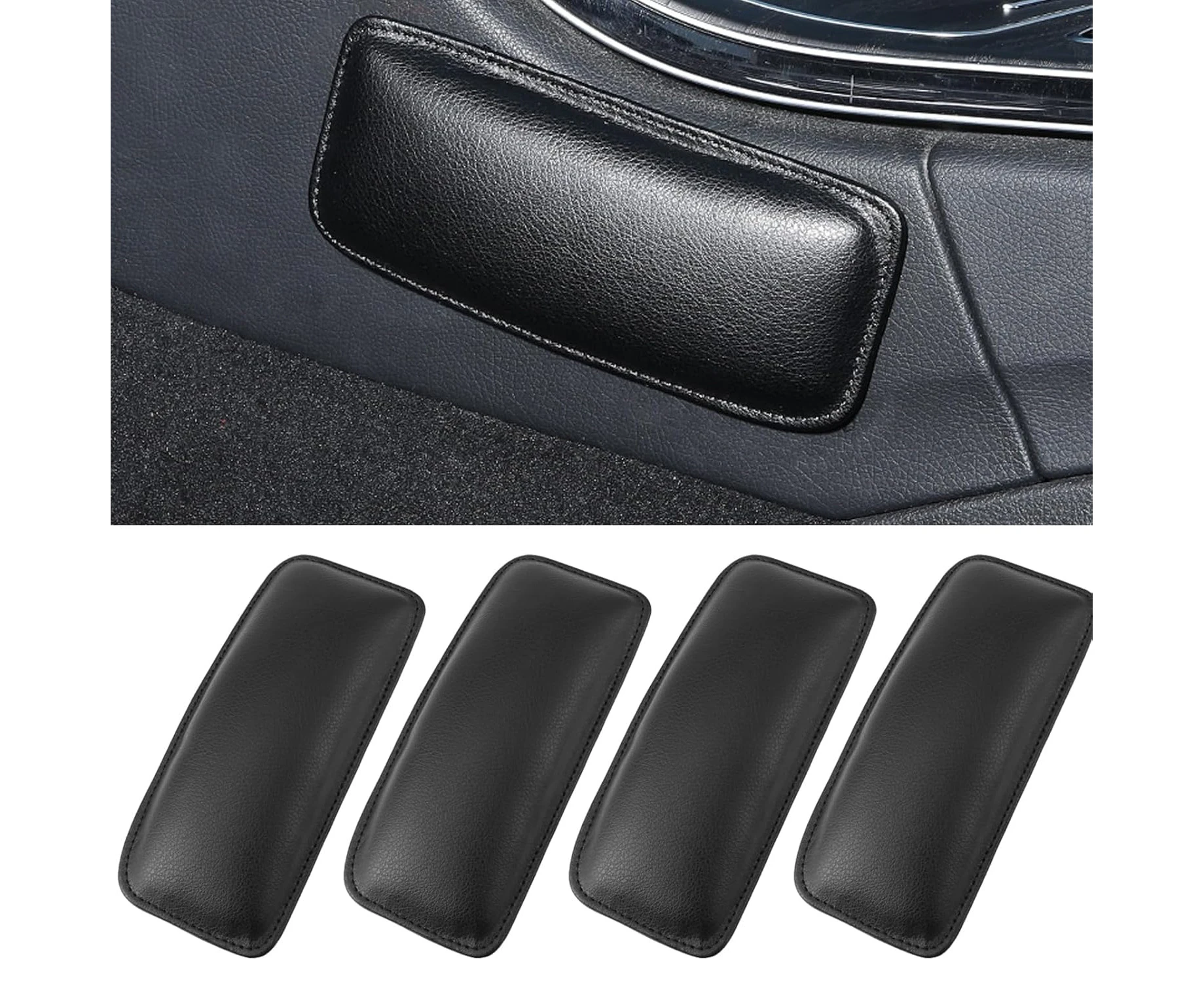 4Pcs Car Interior Accessories Leather Knee Pads Memory Foam Knee Pad for Car, Leg Support Cushion for Car Door and Center Console, Relieve Leg Fatigue and