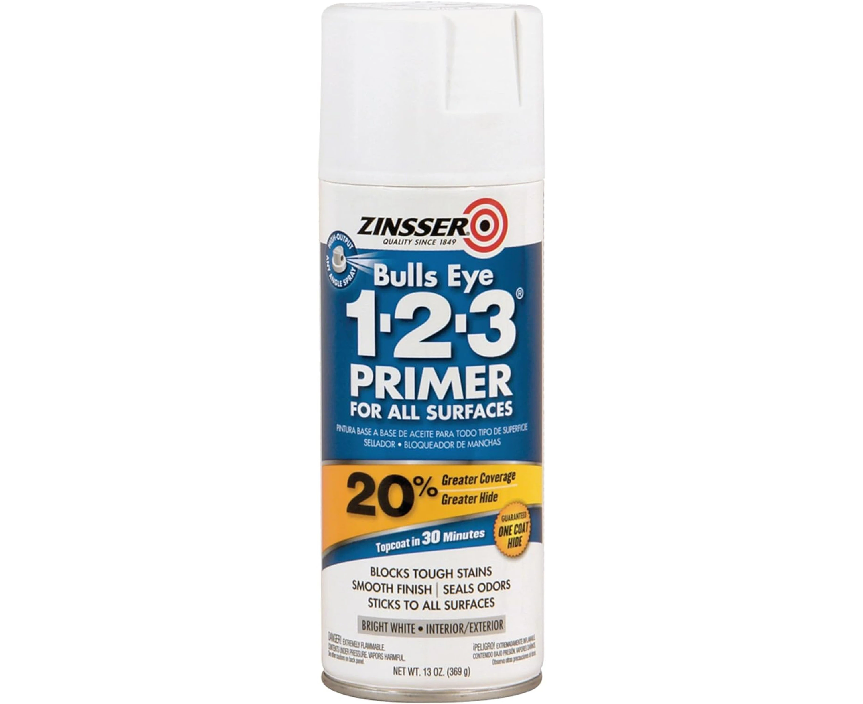 Zinsser Bulls Eye 1-2-3 Water-Base Primer Spray, White, 369 g