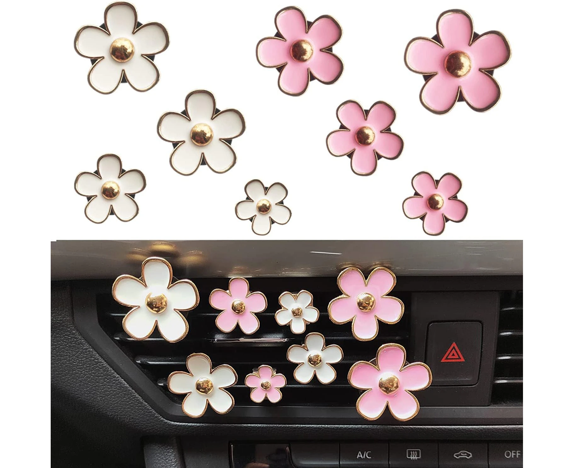 LYSAIMG 8Pcs Daisy Vent Clips,Daisy Car Decoration,Air Conditioning Outlet Clip,Car Air Freshener Clip,Car Interior Décor,Colorful Car Interior Accessories