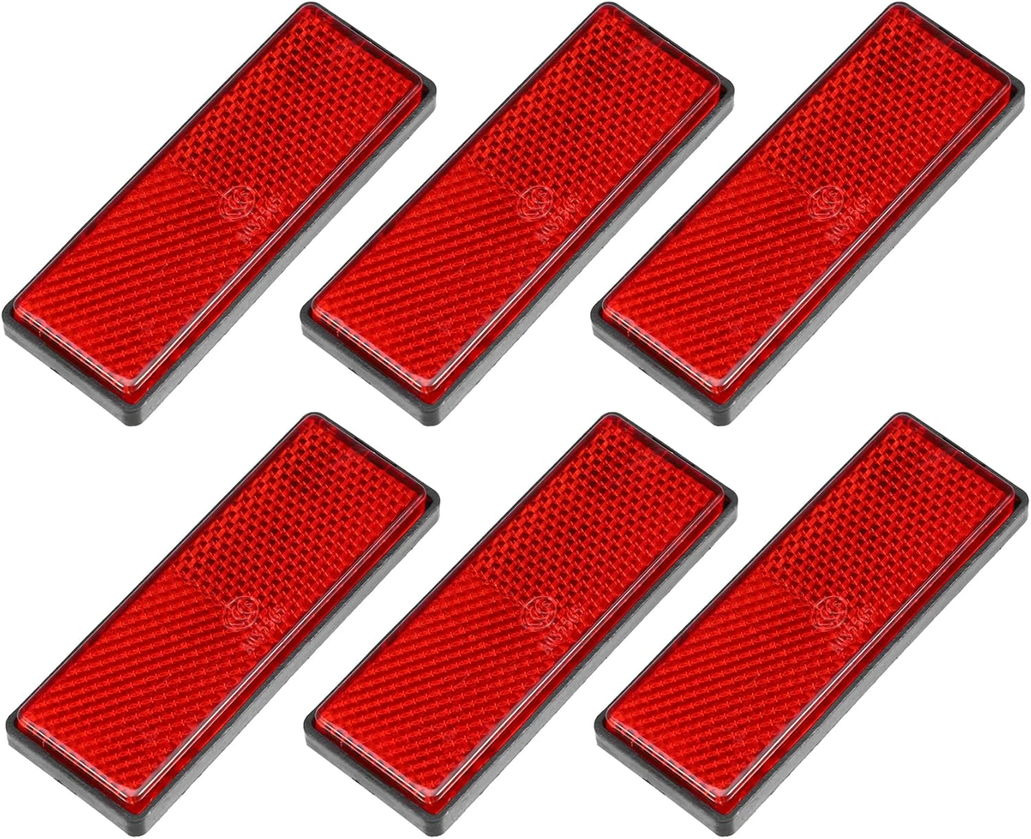 X AUTOHAUX 6 Pcs Rectangular Stick-on Safety Spoke Reflective Self Adhesive Reflector for Gate Posts Cars Trailer Motorcycle Bicycle Bike 87mm Length Red