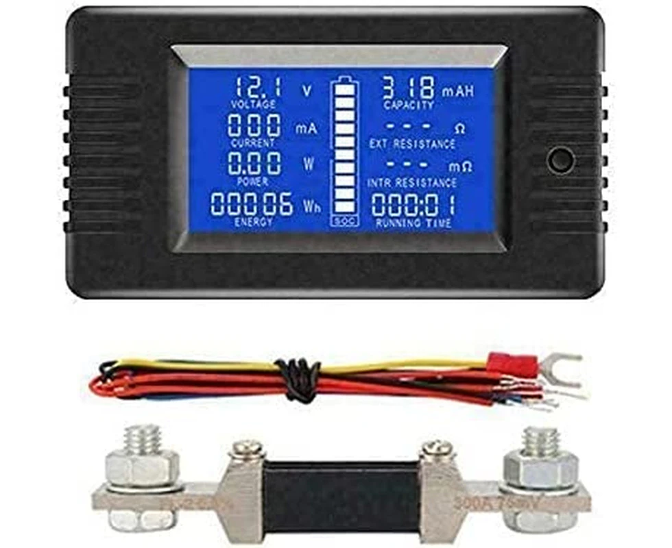 50A LCD Display DC Battery Monitor Meter 200V Voltmeter Amp for RV System