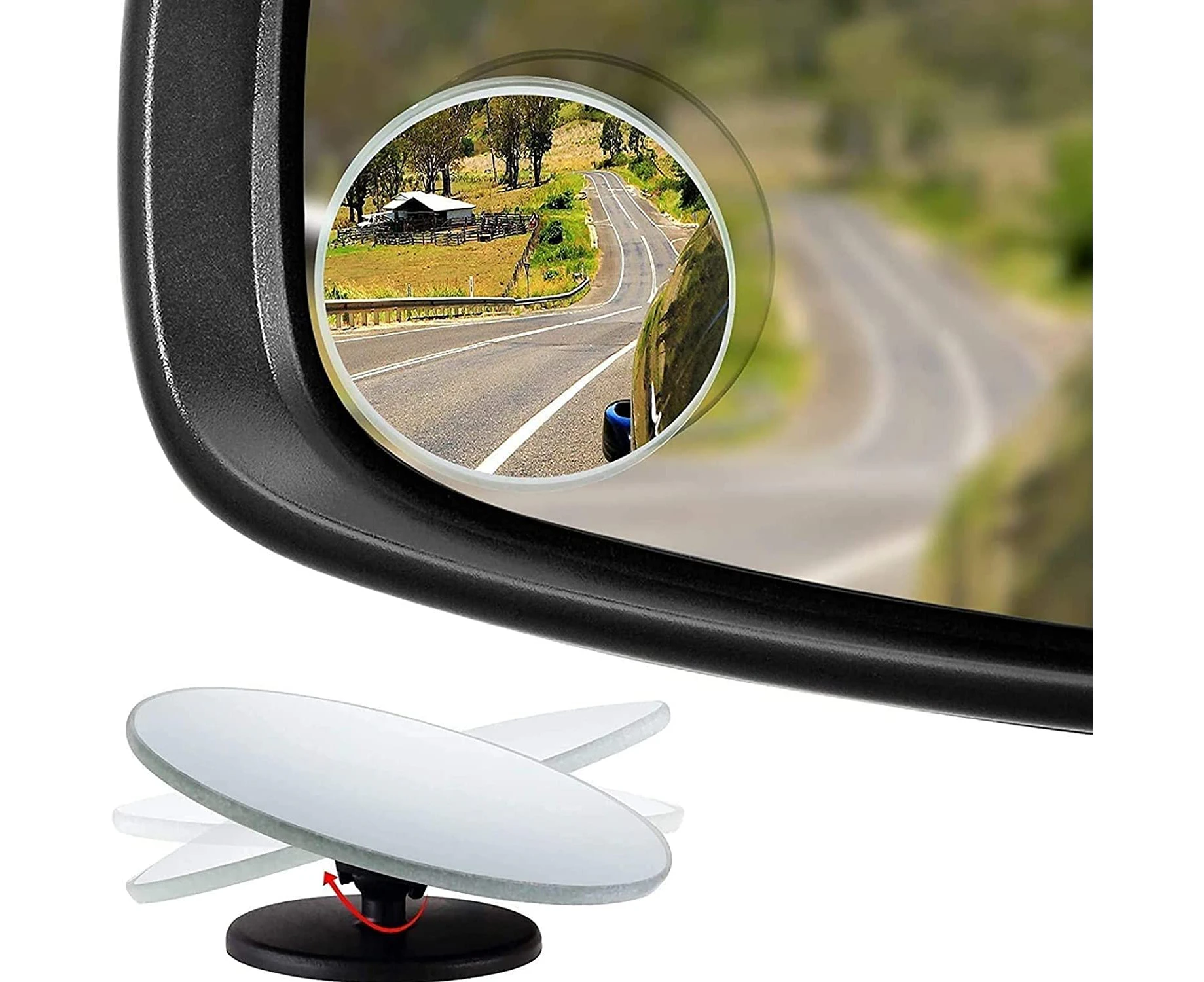 Viynran 2 Pack Blind Spot Mirrors For Cars, Waterproof 360°Rotatable Convex Rear View Mirror For Universal Cars, Adjustable HD Wide Angle Convex Blind Spot