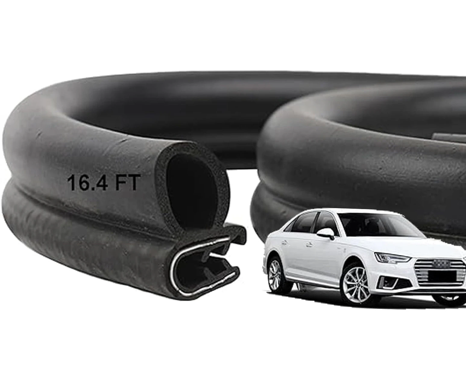 WEZCHUGHAOL 16.4ft Car Door Rubber Seal Strip with Side Bulb - U Shape Edge Trim Protector for Car Door Edge Guards and Automotive Weather Stripping