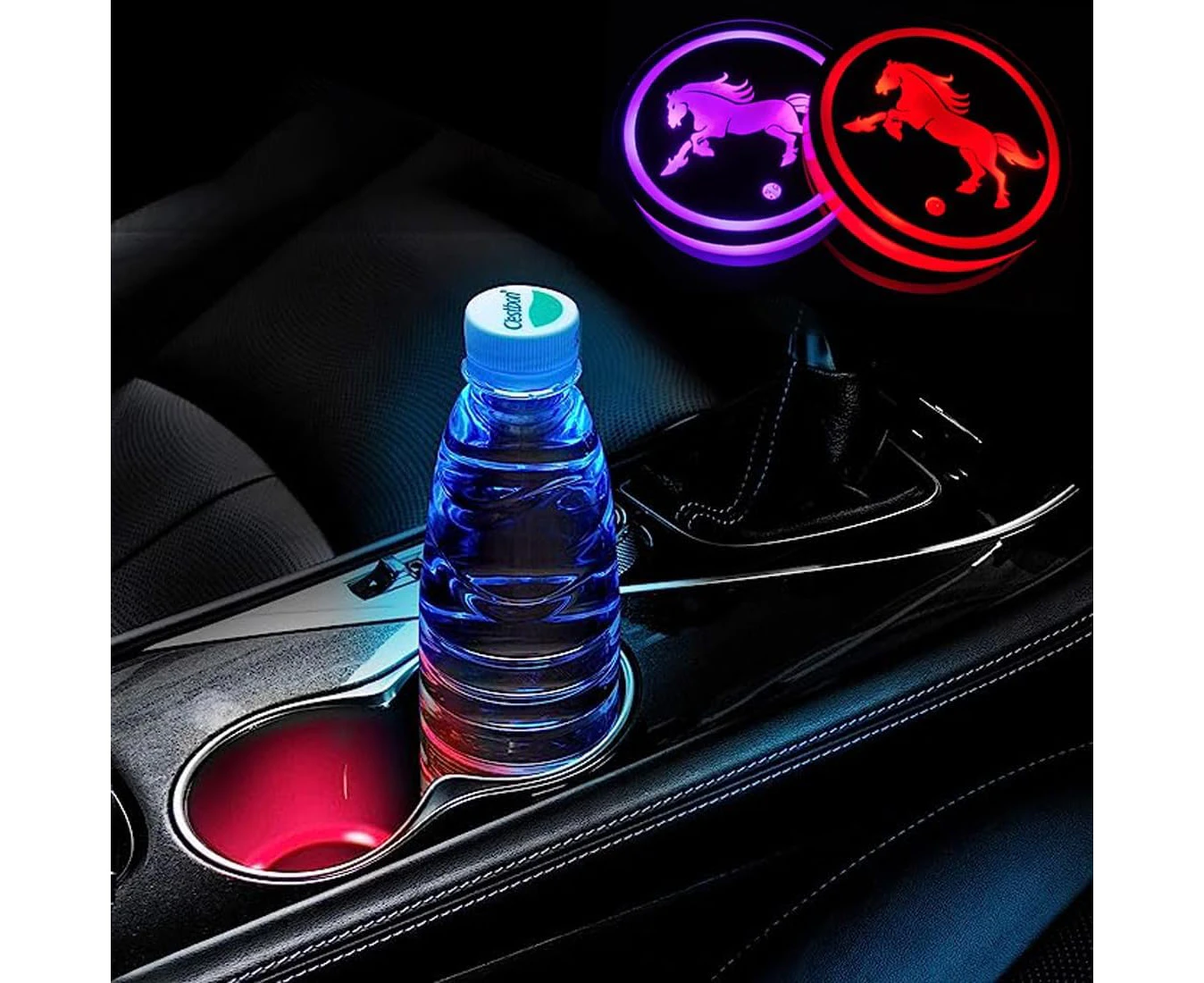 2 Pcs LED Car Cup Holder Lights,7 Colors Luminescent Light Cup Pad,USB Charging Car Coasters,Luminescent Cup Pad Interior Atmosphere Lamp Decoration Light