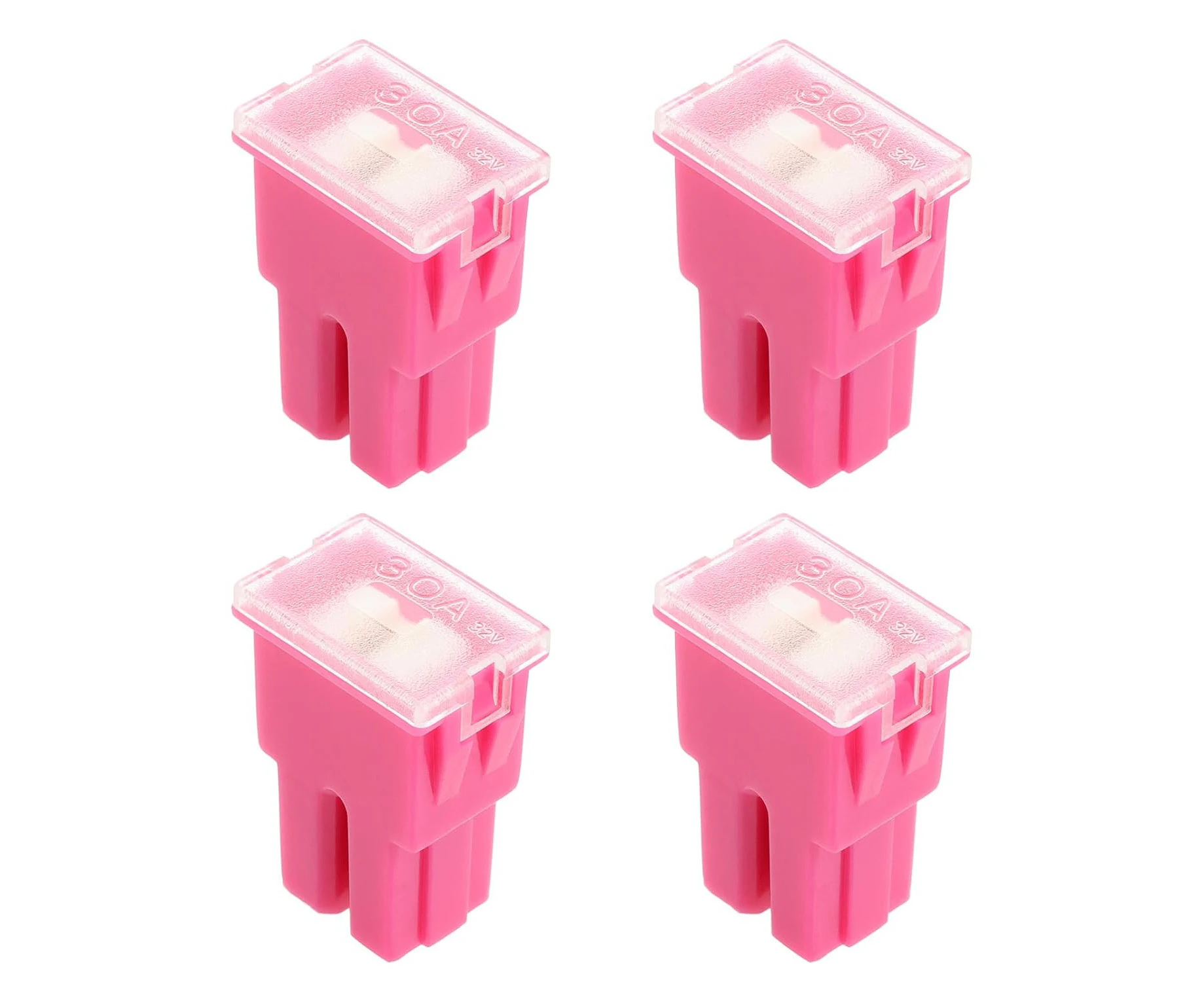 VGOL 4 Pieces Fuse Female Terminal Case 32V 30A Push Fit Cartridge Fuse for Replacing Cartridge Fuse in Automobiles and Trucks (Pink)