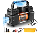 SECURIDE 12V Air Compressor Heavy Duty Pump for Car, Dual Cylinder Portable Tire Inflator 150PSI with LED Work Lights for Auto,Truck,SUV, RV,Balls etc