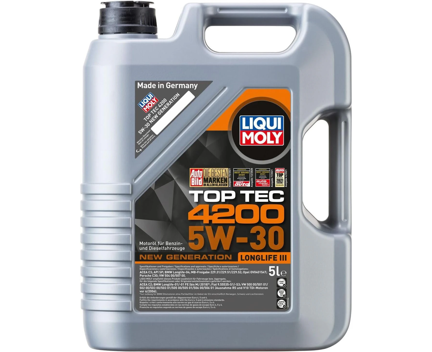 LIQUI MOLY Top Tec 4200 5W-30 New Generation | 5 L | Synthesis Technology Motor Oil | SKU: 8973