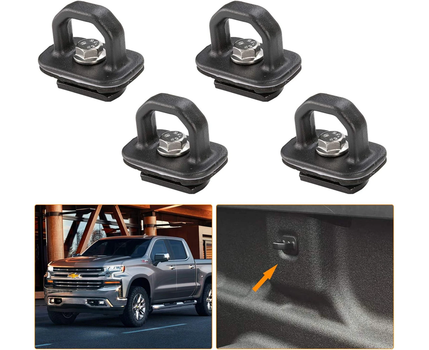 Kiwi Master Tie Down Anchors Compatible for 2007-2023 Chevy Silverado/GMC Sierra, 2015-2023 Chevy Colorado/GMC Canyon Truck Bed Tie Downs Anchors