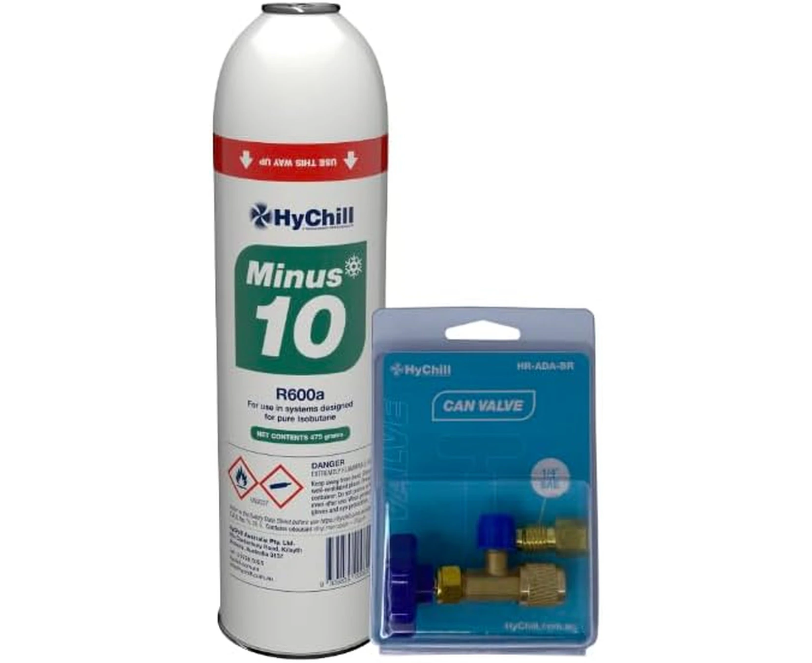 HYCHILL Minus 10 (R600a) Low GWP Hydrocarbon Refrigerant 475g can and Valve