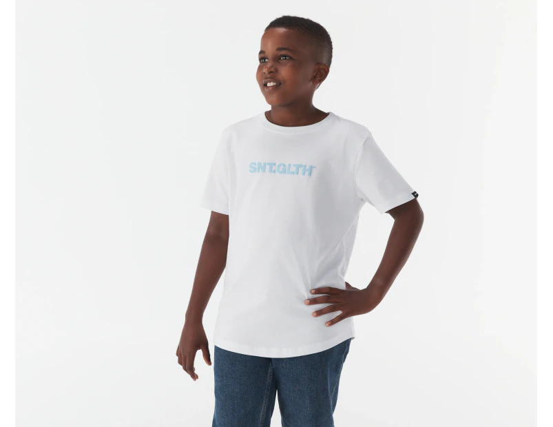 St. Goliath Youth Boys' Strobe Tee / T-Shirt / Tshirt - Light Blue/White