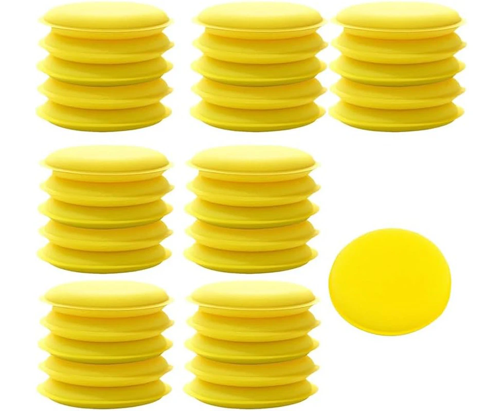 Round Shaped Car Wax Polish Sponge, 36Pcs Car Foam Wax Applicator Pads,Waxing Polish Foam Sponge Cars Vehicle Cleanning Applicator Pads,Car Microfiber Deta