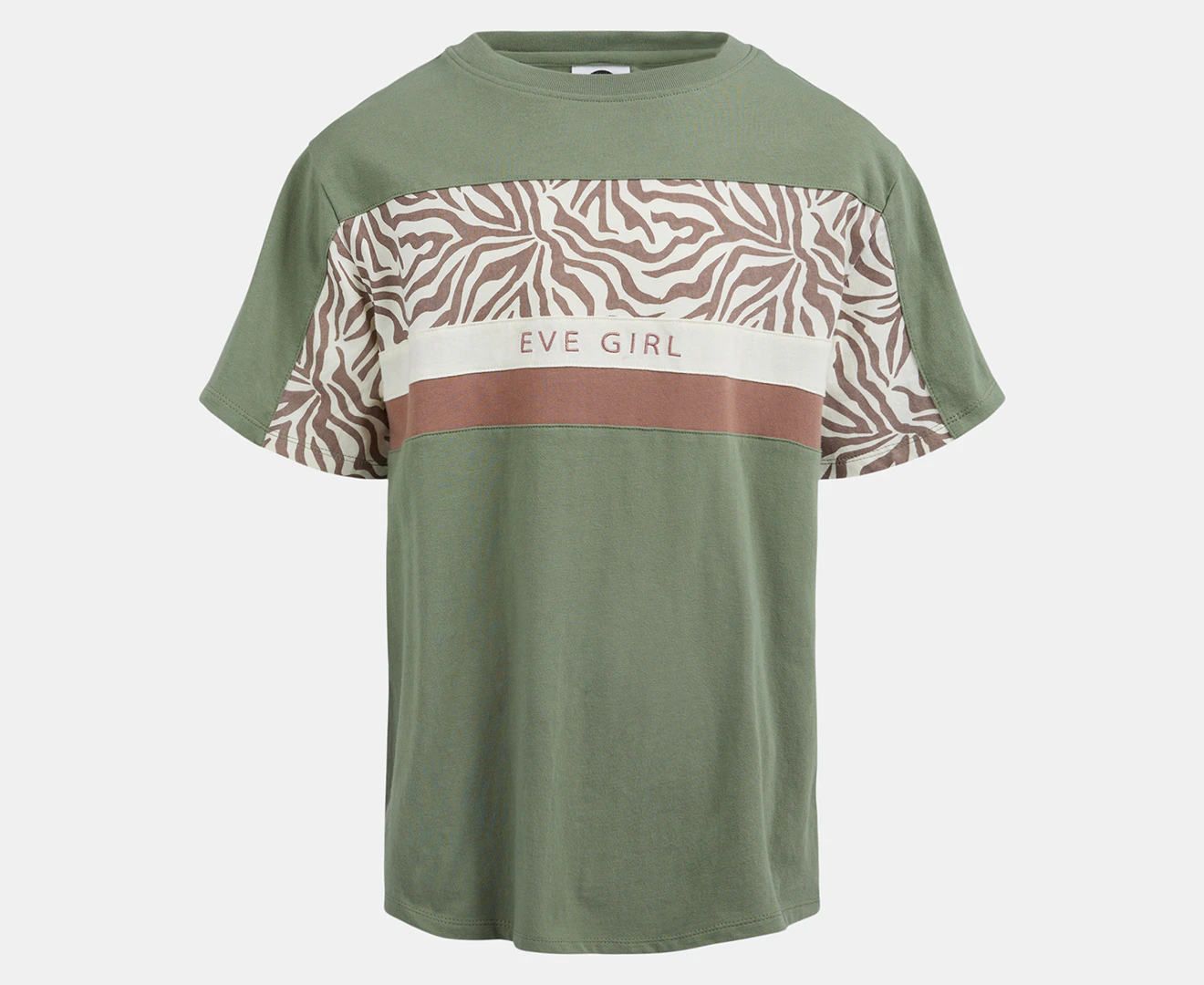 Eve Girl Youth Savannah Panel Tee / T-Shirt / Tshirt - Khaki