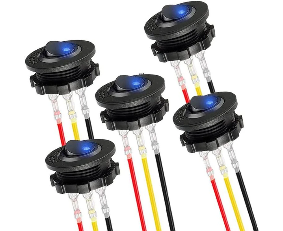 5Pcs Round Toggle LED Switch,Round Rocker Toggle Switch, 12-24V 20A Round Rocker Switch 12V Car Truck Rocker On/Off Control,Car Truck RV Rocker Round Toggl