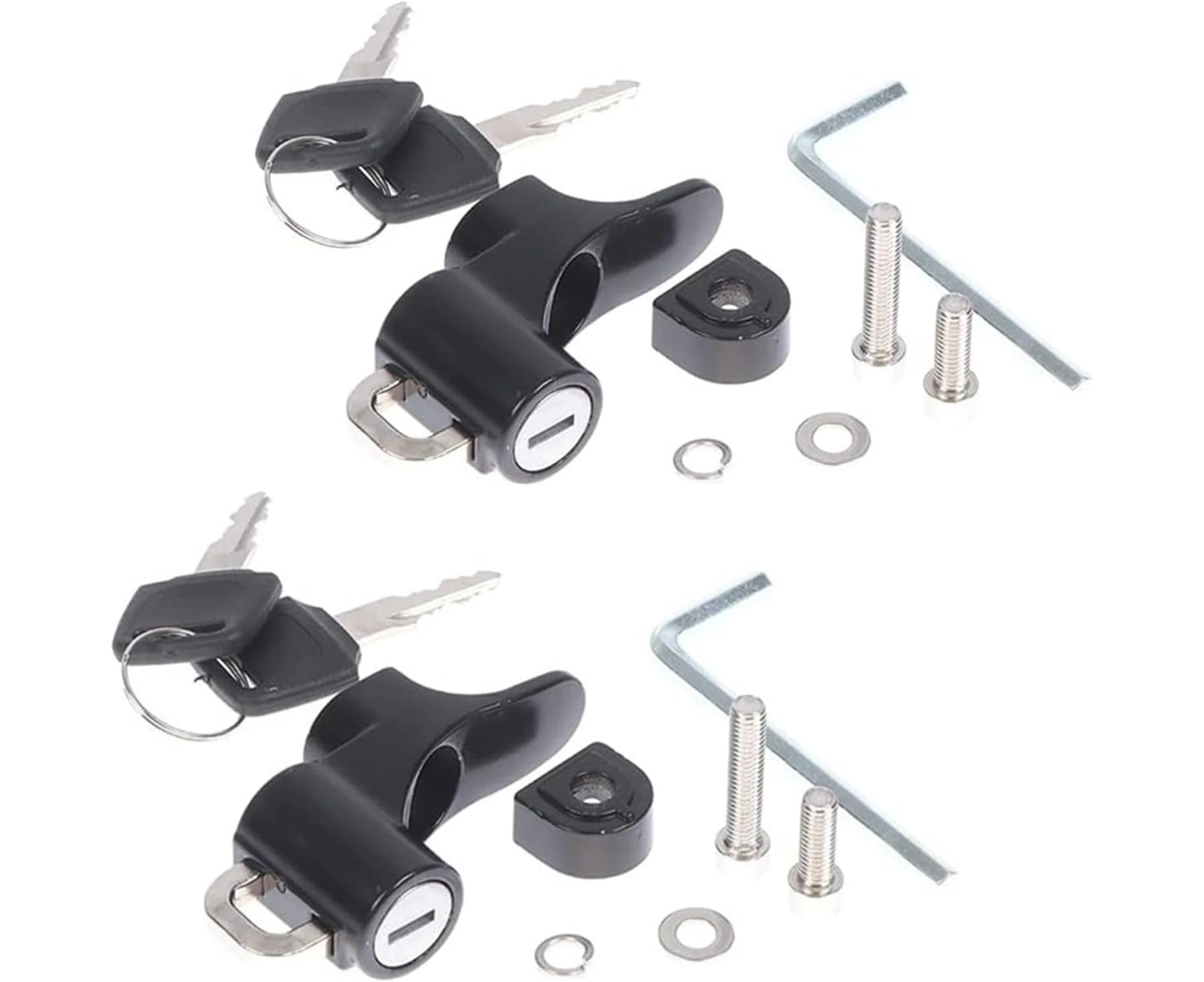 Motorcycle Universal Helmet Lock, Motorcycle Helmet Security Hook Lock with 2 Keys 6mm Screw Holes Prevent Theft Aluminum Alloy for Motorbikes Scooters (Bl