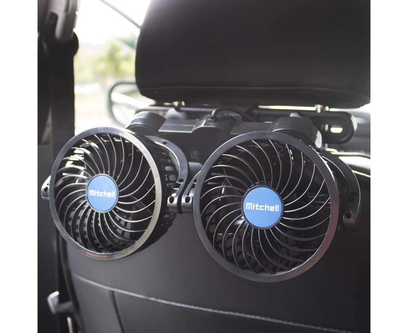 Electric Car Fans for Rear Seat Passenger Portable Car Seat Fan Headrest 360 Degree Rotatable Backseat Car Fan 12V Cooling Air Fan with Stepless Speed Regu