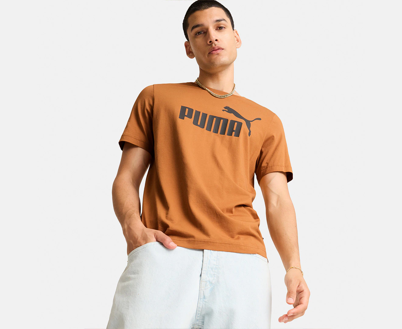 Puma Men's Essentials Logo Tee / T-Shirt / Tshirt - Caramel Latte