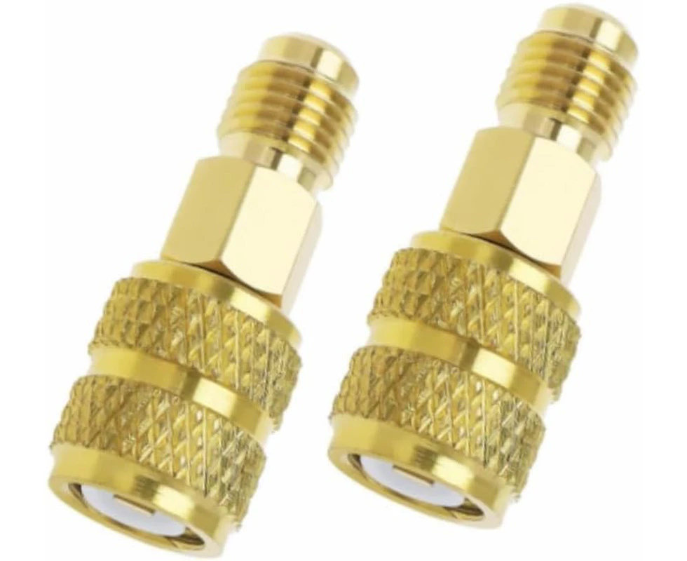 2PCS R410A Straight Swivel Adapters 1/4 Inch Male SAE to 5/16 Inch Female SAE Brass Mini Split Adapters Quick Couplers for Split System Air Conditioners