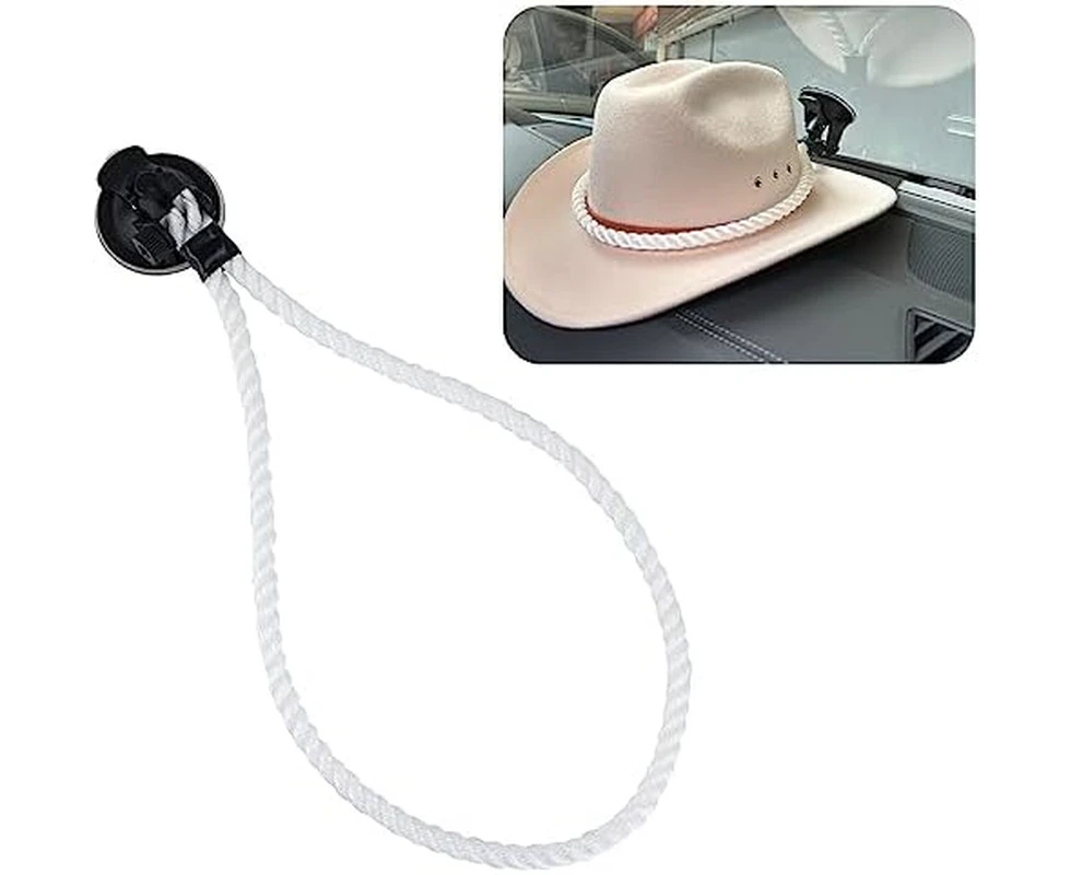 Cowboy Hat Mounts for Your Vehicle,Cowboy Hat Holder Rack with Suction Cup, Handmade Rope Hat Holder