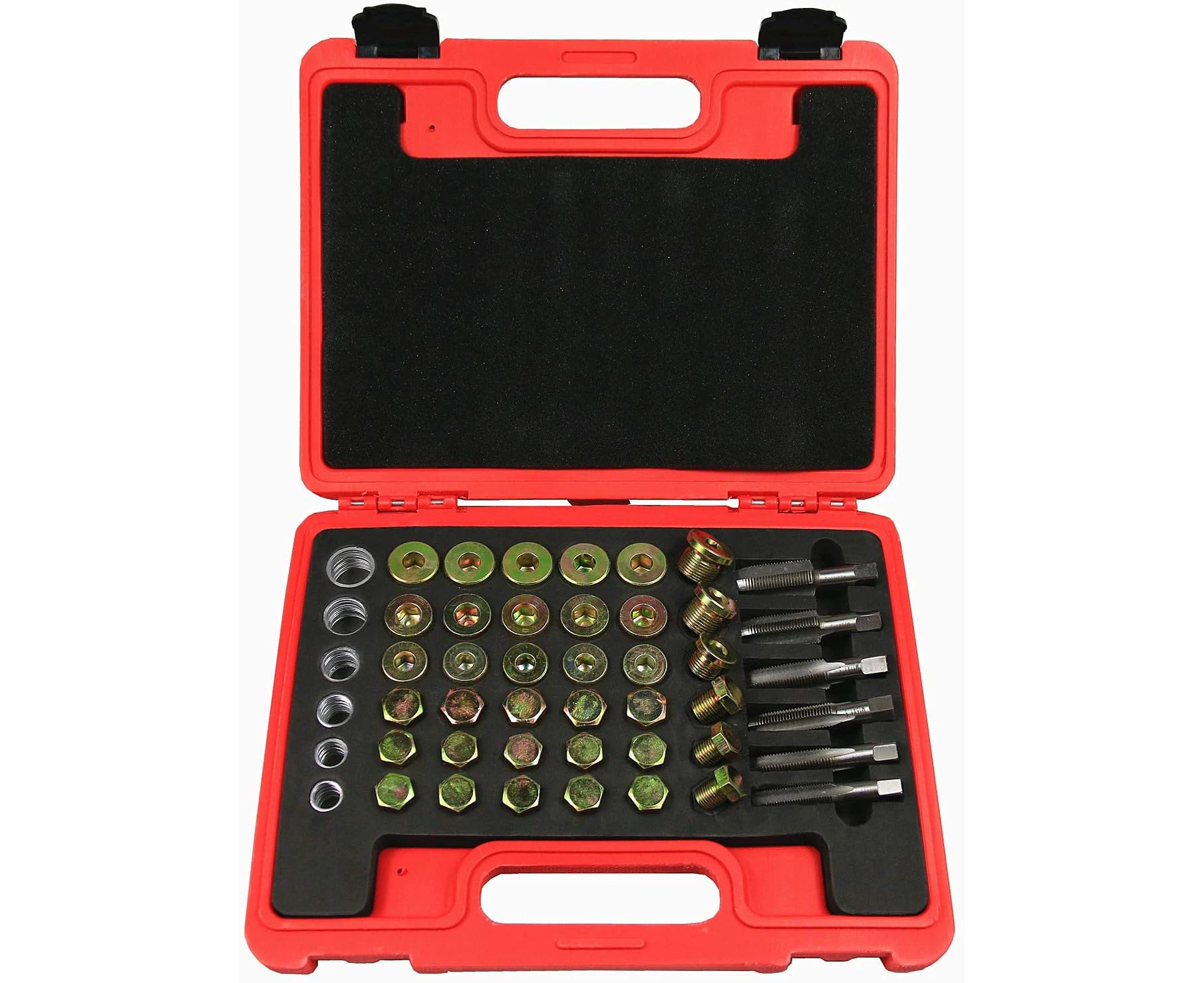 BestsQ 114pcs Oil Pan Drain Sump Plug Key Thread Repair Tool Kit Set Drain Plug with Carry Case