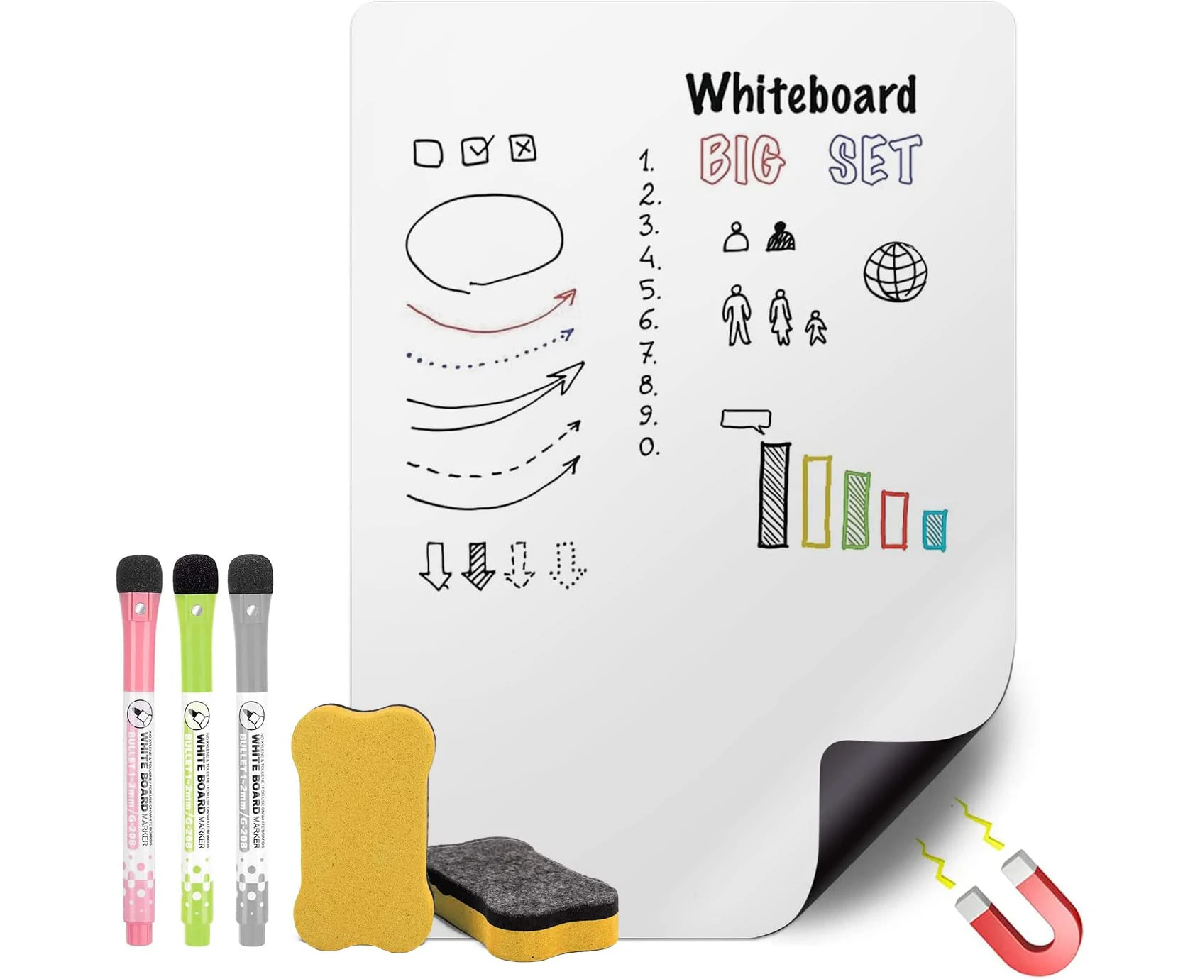 Magnetic Dry Erase Whiteboard Sheet for Home Kitchen Fridge Shopping List