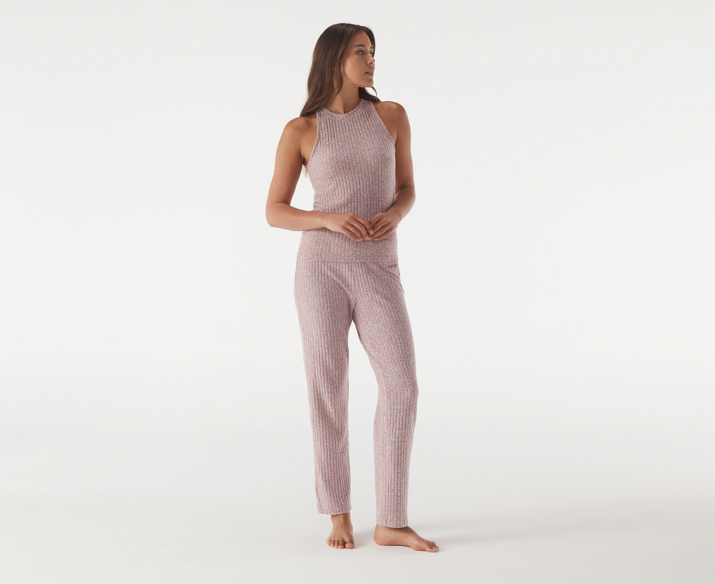 Calvin Klein Women's Cosy Rib Tank & Pants Set - Crushed Berry