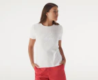 Tommy Hilfiger Women's Script Open Neck Tee / T-Shirt / Tshirt - Optic White