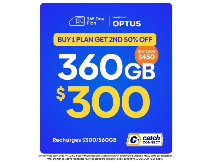 Catch Connect 365 Day Mobile Plan - 360GB