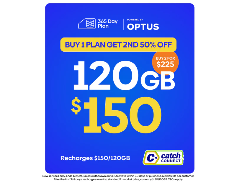 Catch Connect 365 Day Mobile Plan - 120GB