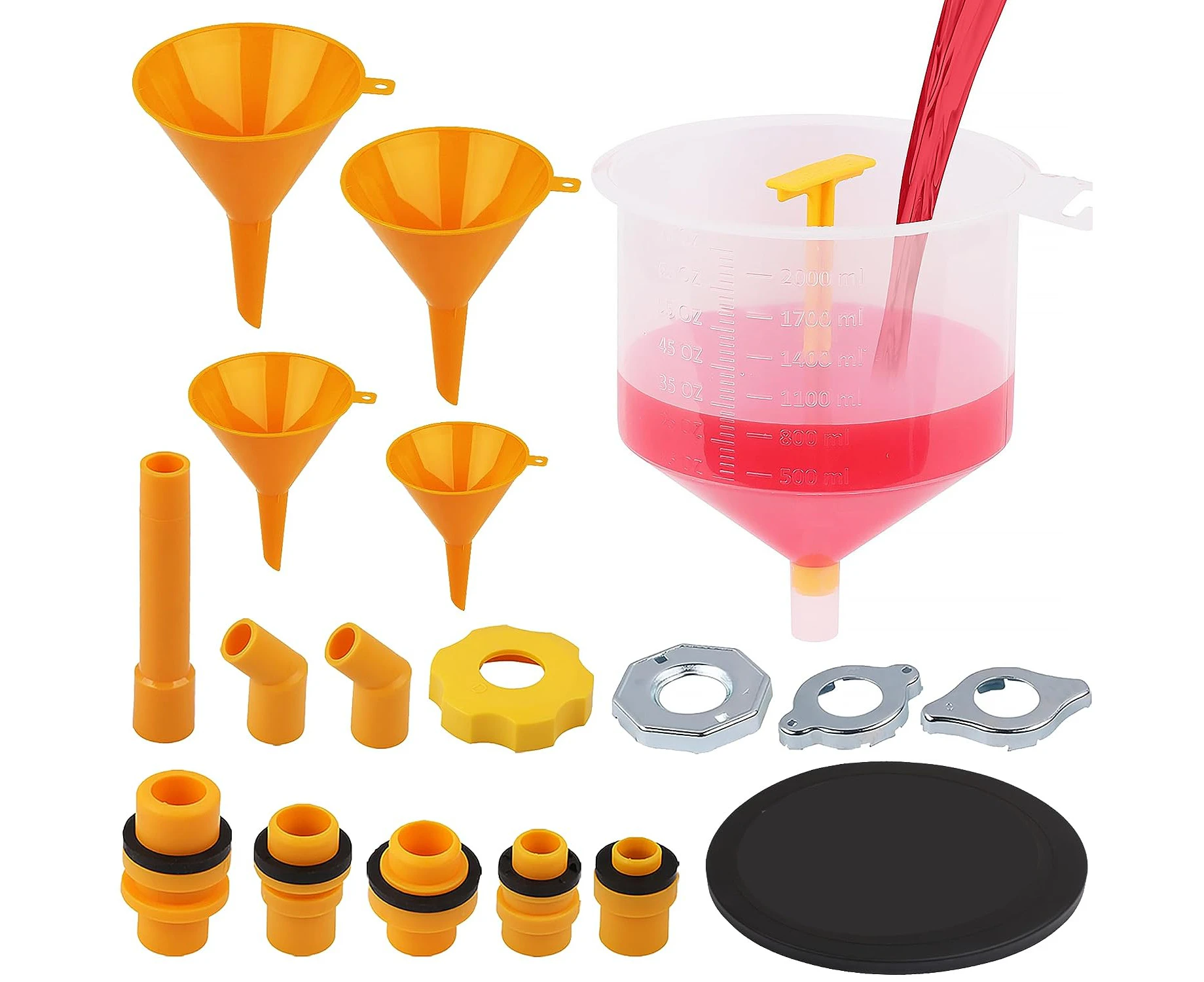 SEDY 19-Pieces No Spill Coolant Filling Funnel Kit, Spill Proof Radiator Funnel Bleeder with Adapters.General-Purpose