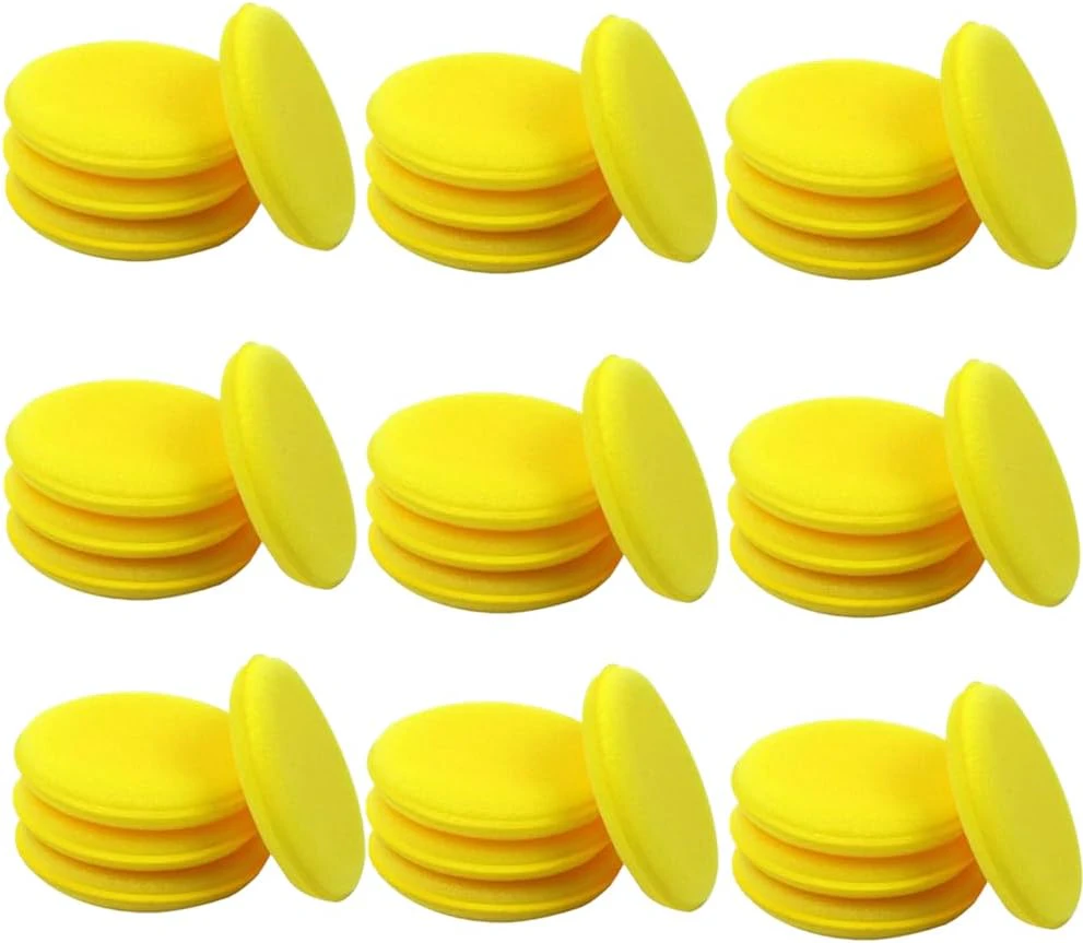 Car Wax Polish Applicator, 36pcs Ultra-Soft Foam Applicator Pad, Waxing Polish Foam Sponge Cars Vehicle Glass Cleanning Applicator Pads, Round Shaped Spong