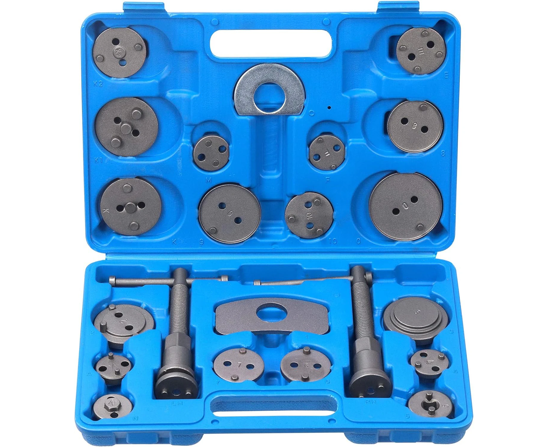 Swpeet 22Pcs Heavy Duty Disc Brake Piston Caliper Compressor Rewind Tool Set Wind Back Tool Kit, Compressor Rewind Tool Set for Brake Pad Replacement Reset