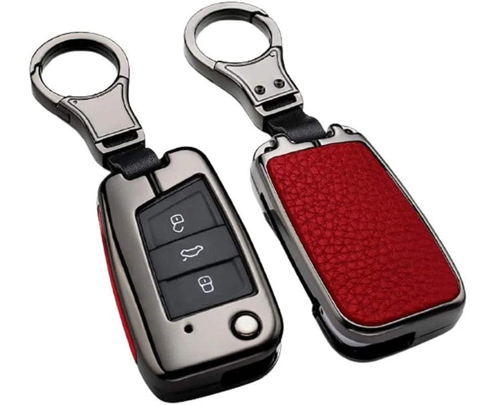 ontto Stylish Key Fob Cover Fit for VW Flip Key Case Key Protector Metal Key Shell