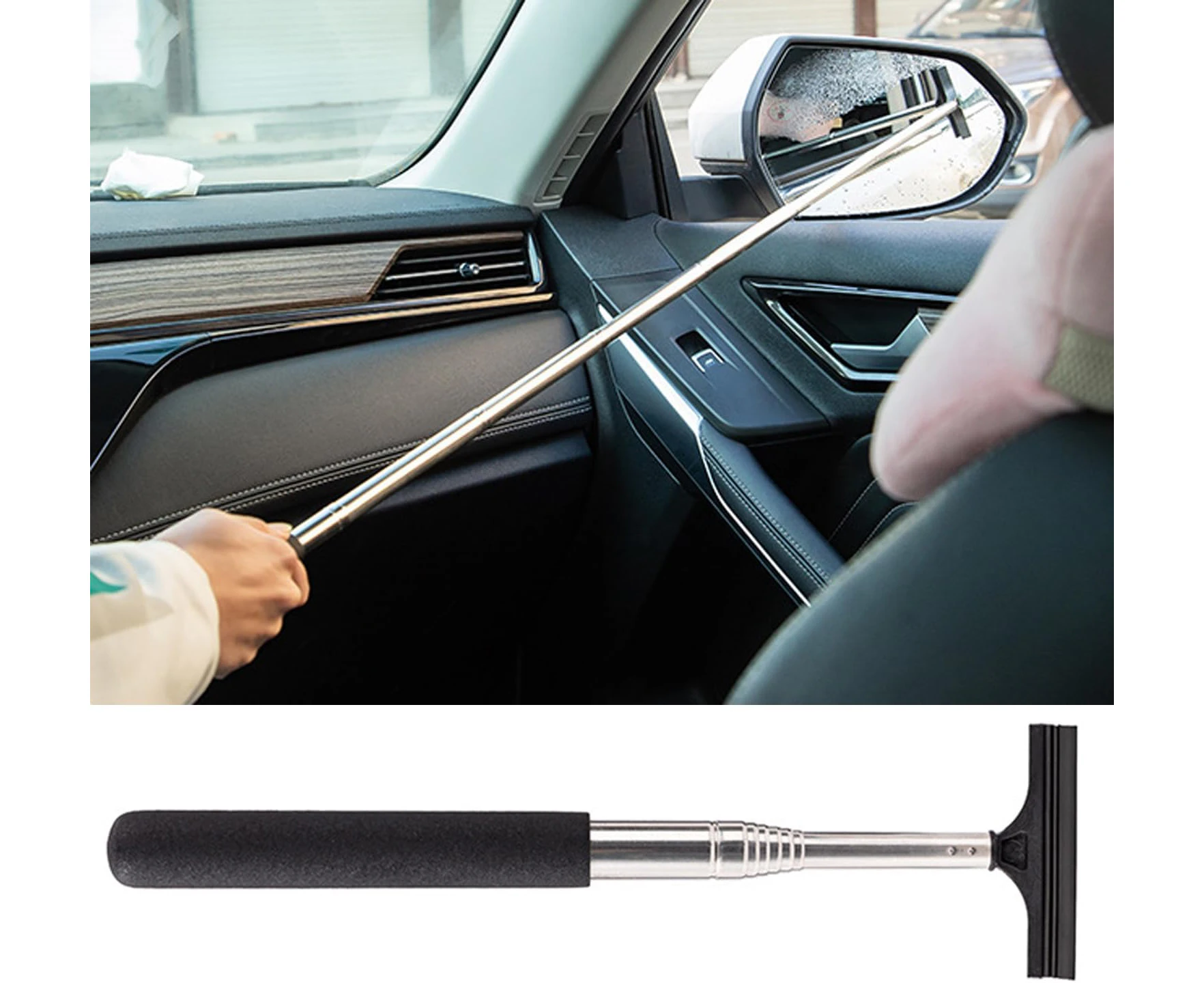 Paifeancodill Retractable Rear View Mirror Wiper, Extendable Squeegee Rainy, Car Side Mirror Squeegee Rearview Mirror Wiper, Wing Mirror Wiper Cleaner, Cle