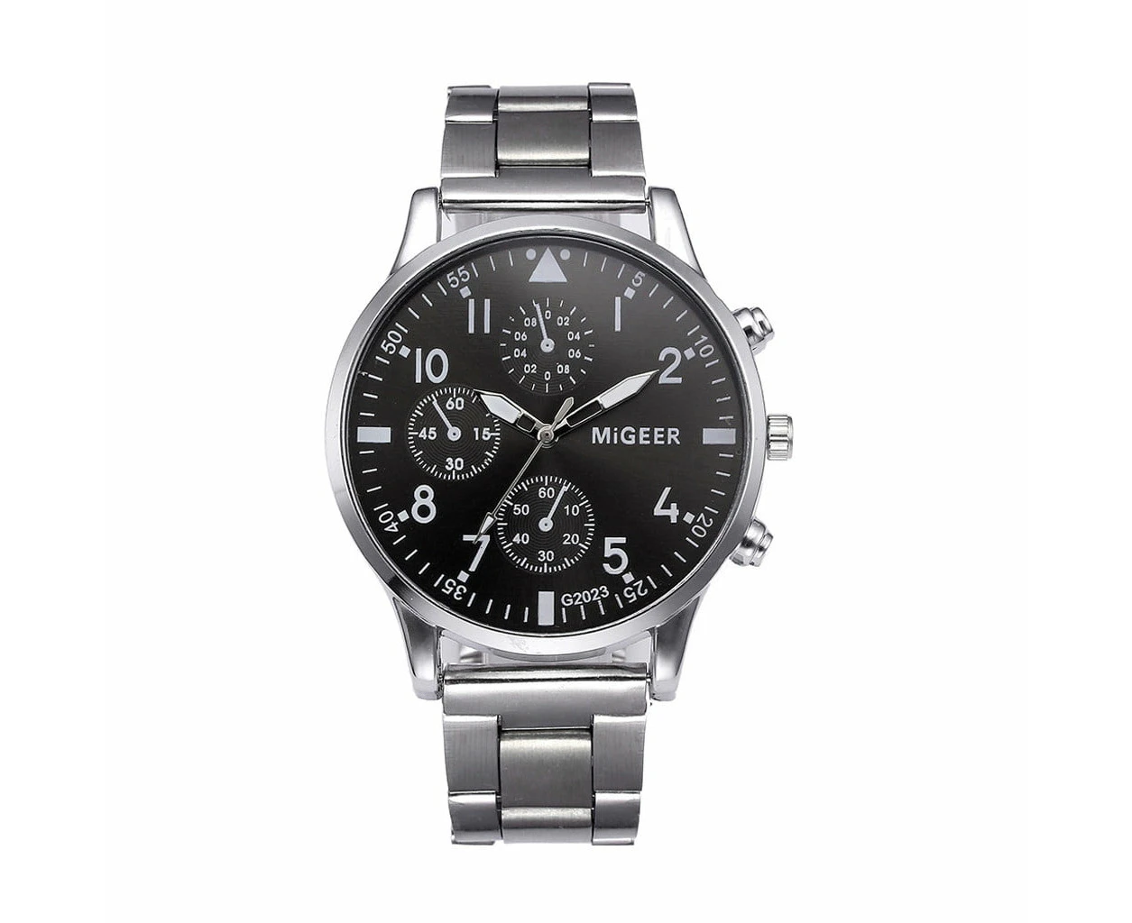 Fashion Man Crystal Stainless Steel Analog Quartz Wrist Watch