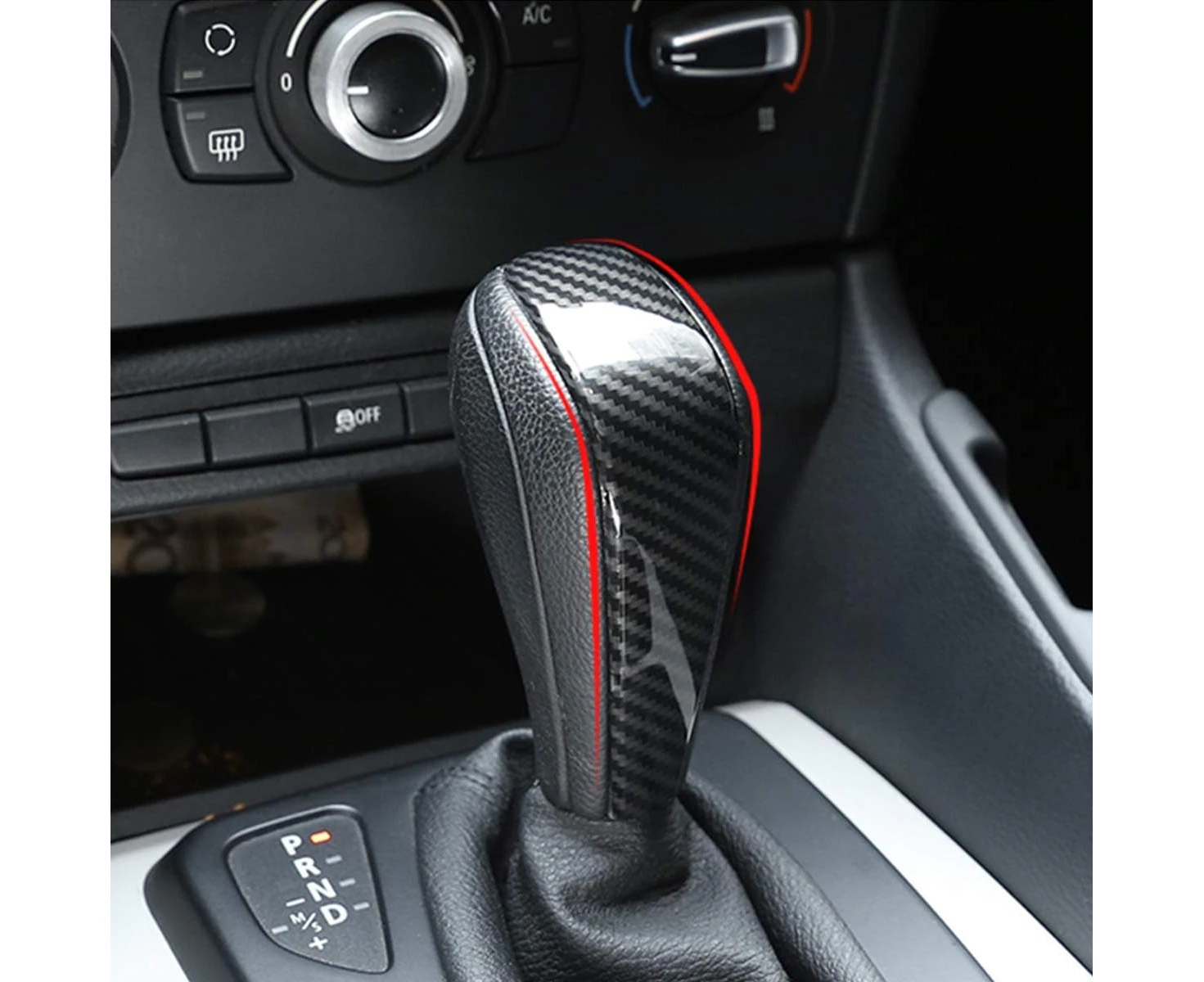 YIWANG Car Center Gear Shift Head Cover Trim for BMW E48 E61 E64 E65 E85 E86 E53 E81 E82 E87 E90 E91 E92 E93 F01 E87 1 Series 5 Door Hatchback (Real Carbon