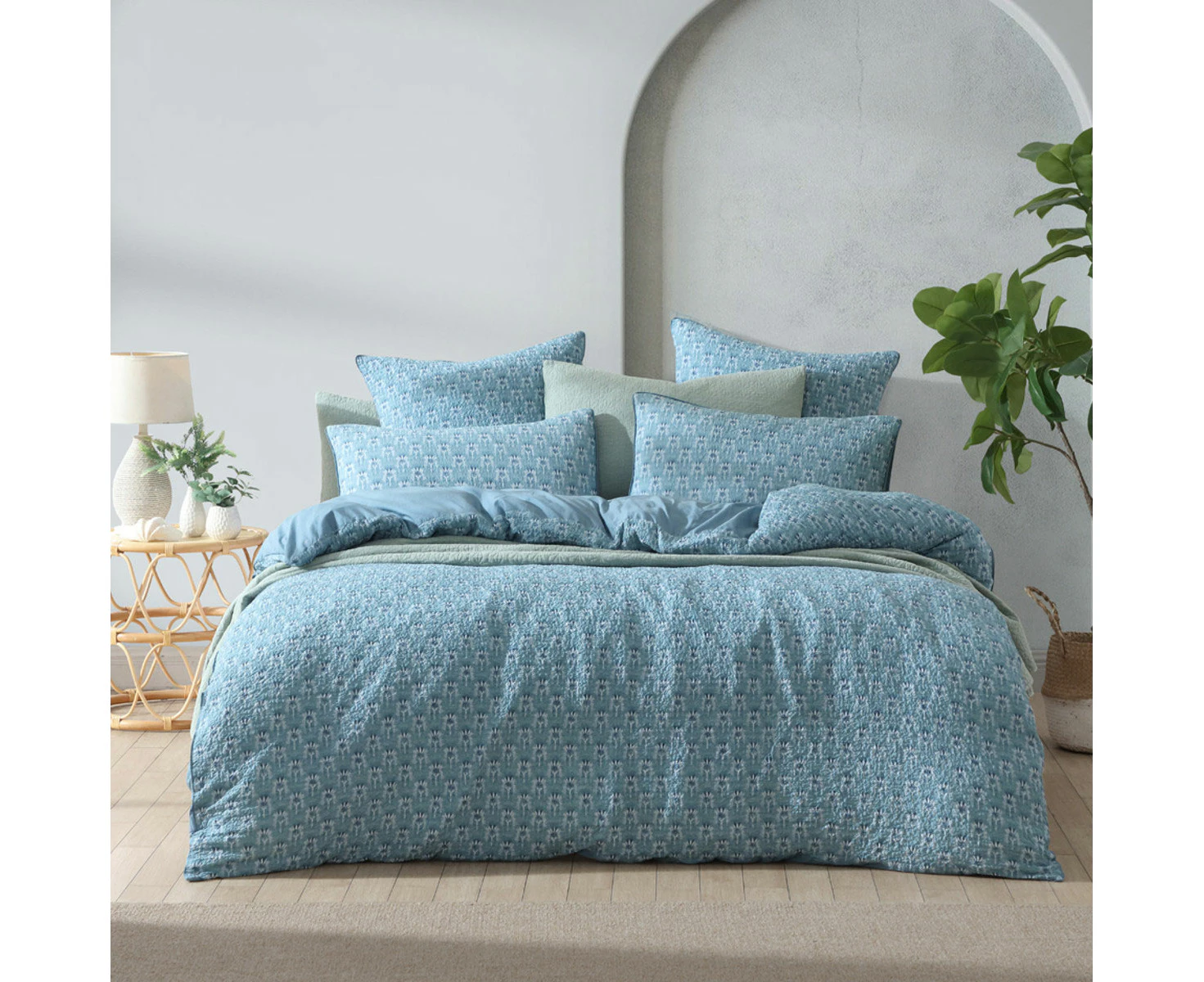 Platinum Collection Santa Fe Teal Cotton Jacquard Quilt Cover Set