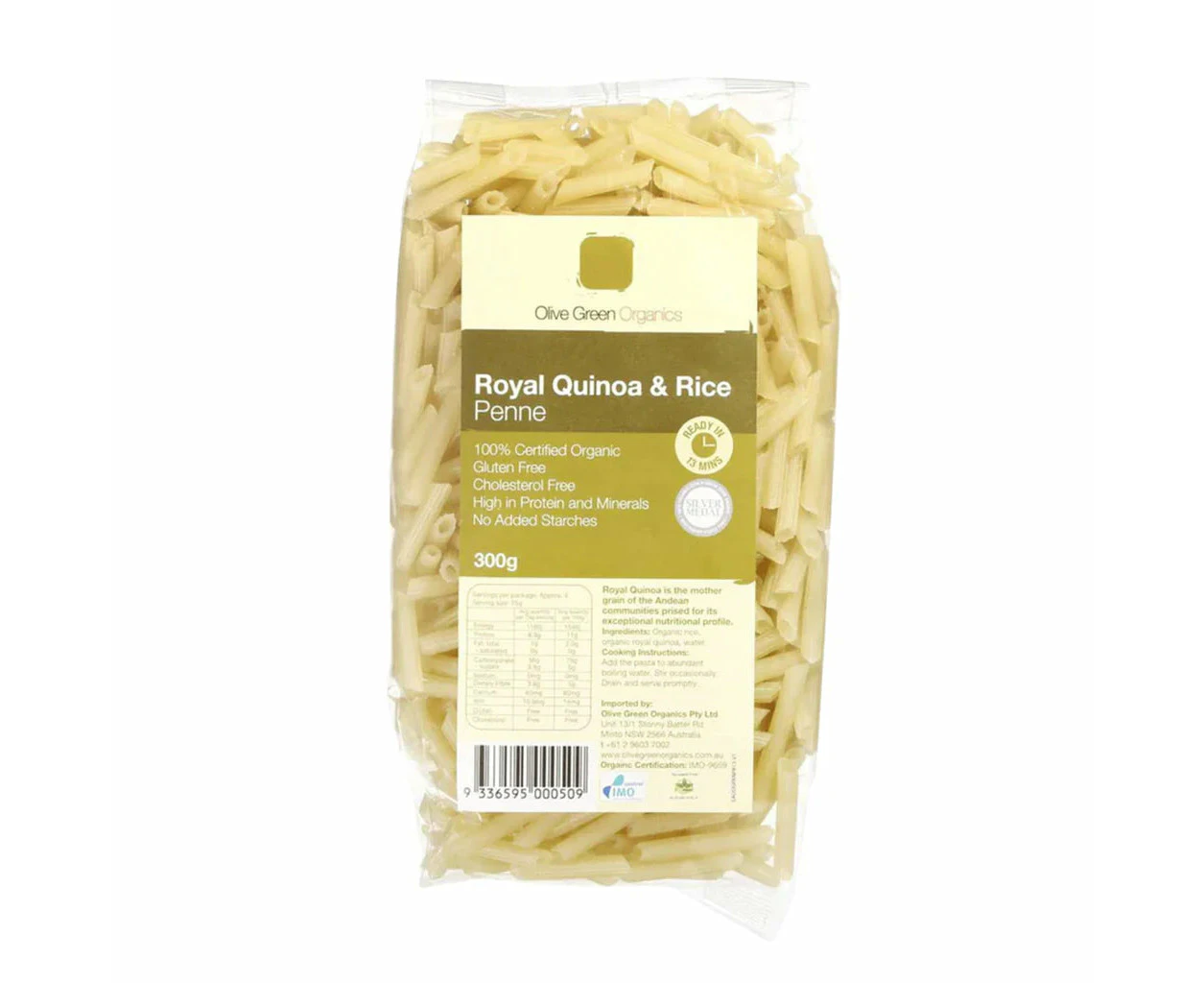 OLIVE GREEN ORGANICS Quinoa and Rice Penne 300G