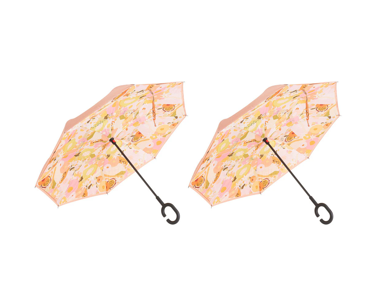 2x Annabel Trends Reverse Umbrella Inverted Cover w/ C-Handle 81cm Tutti Fruitti