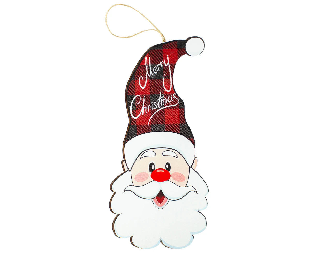 Christmas Decor Hanging Plaque Merry Christmas Santa Head Design